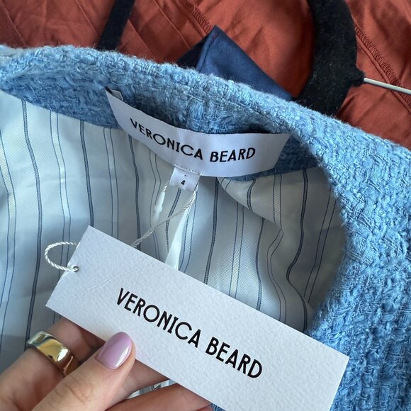 NWT Veronica Beard Agni Dickey Jacket In Skylight Tweed 2-way Zip Pockets Sz 4 - Picture 3 of 10